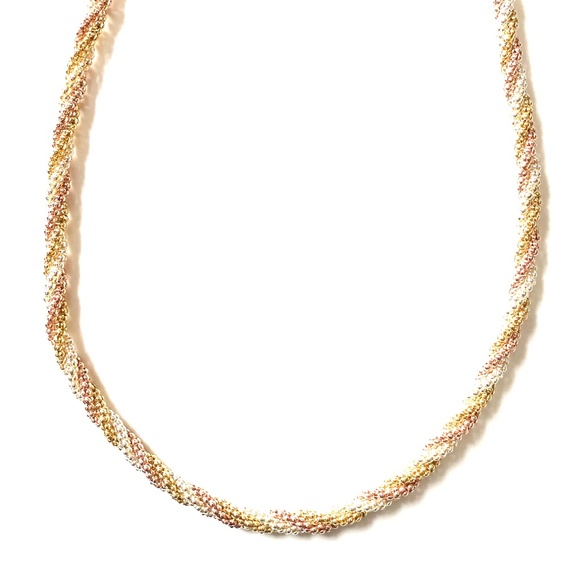 Sterling Silver Tricolor Beaded Braid Necklace - Picture 1 of 5